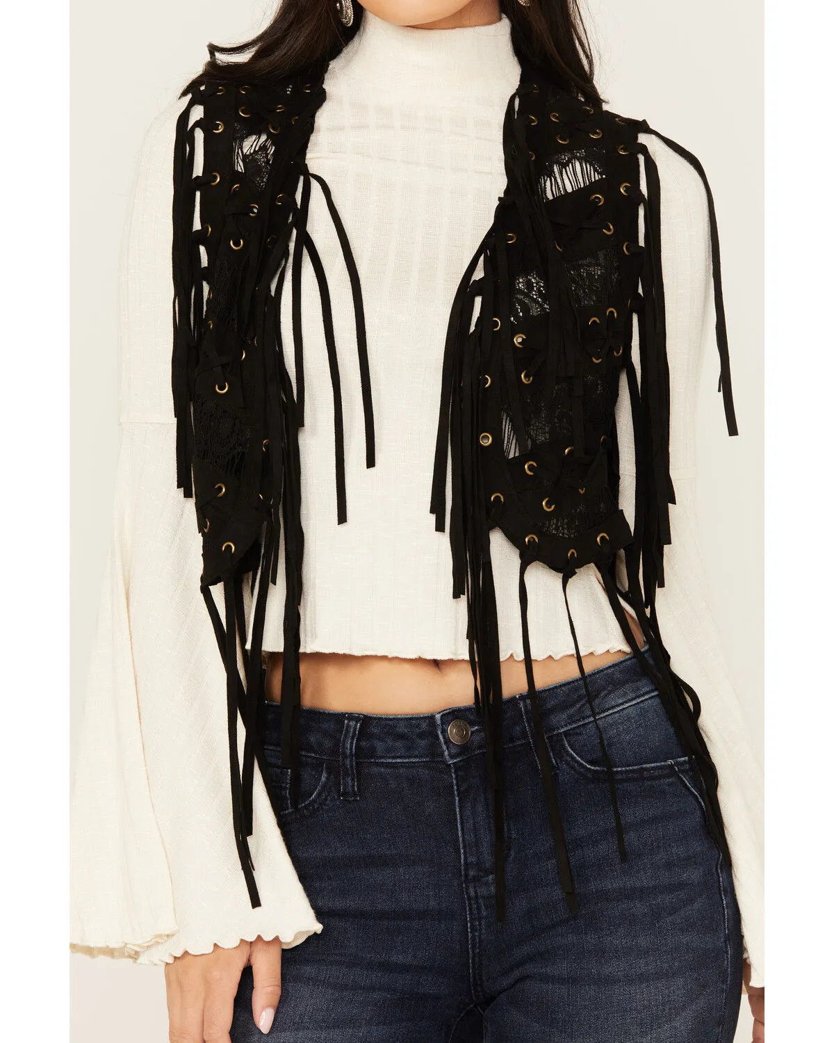 Product Name:  Vocal Women's Braided Lace Fringe Vest