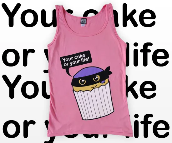 "Your Cake or Your Life" Pink Vest Top for Women | Cakes with Faces