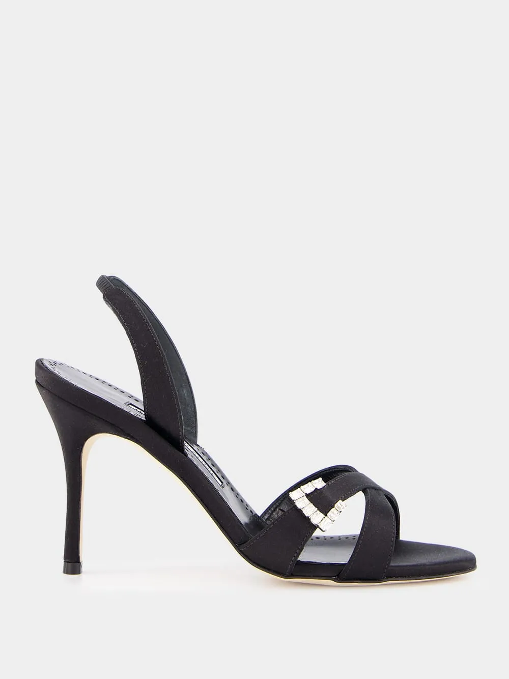 Ramisli Black Satin Slingback Sandals