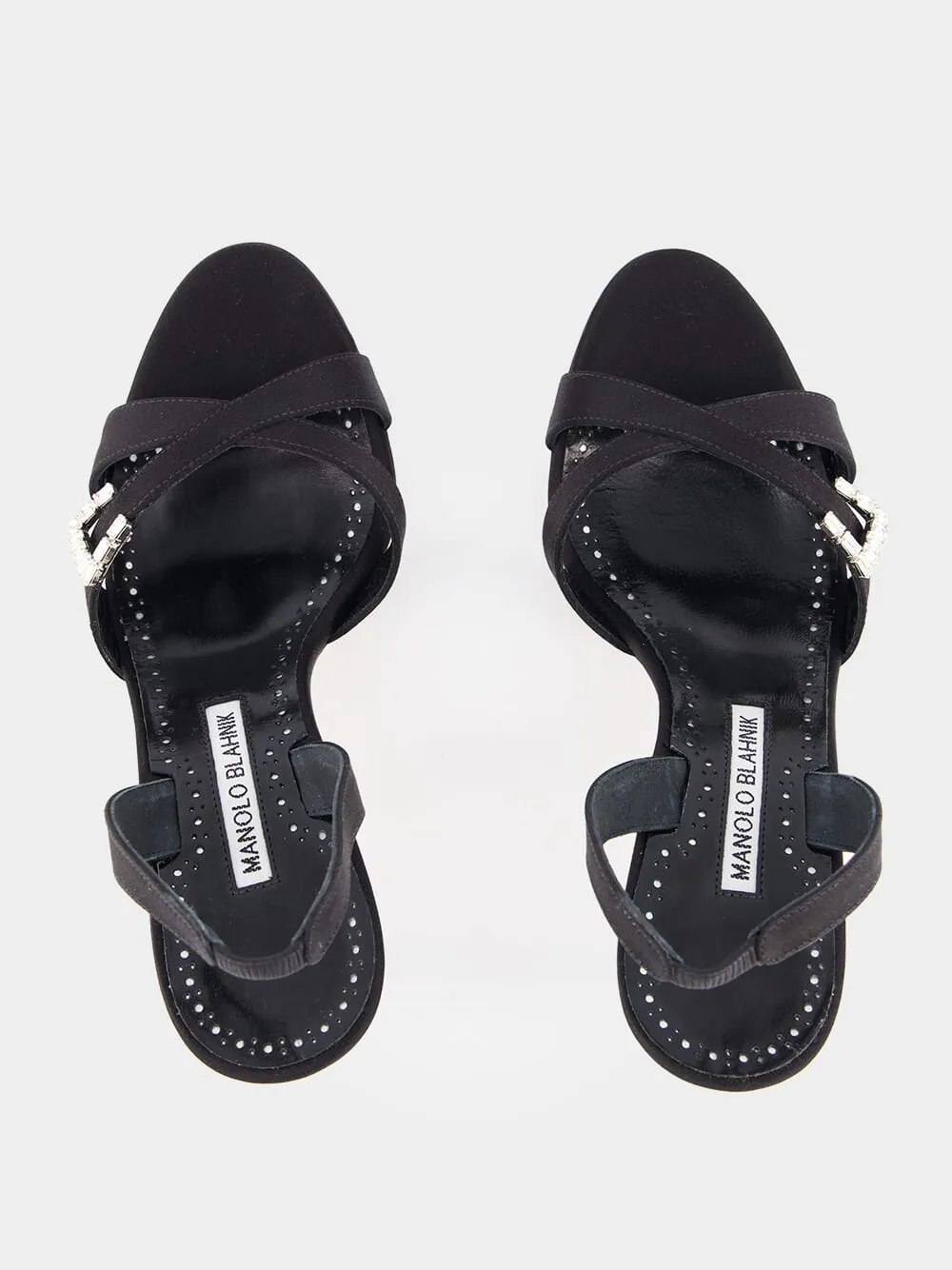 Ramisli Black Satin Slingback Sandals