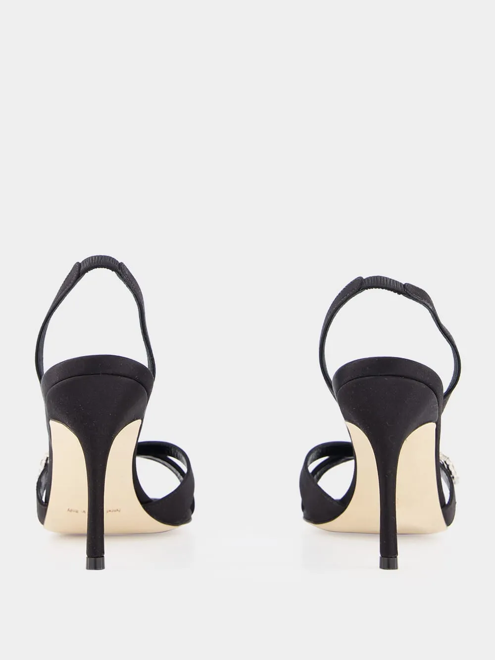 Ramisli Black Satin Slingback Sandals