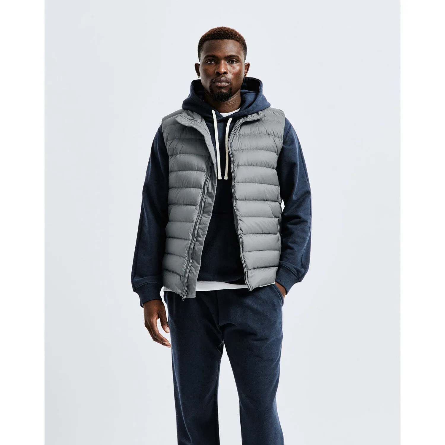 Reigning Champ Men Woven Warm-Up Downfill Vest Carbon RC-4237-CBN