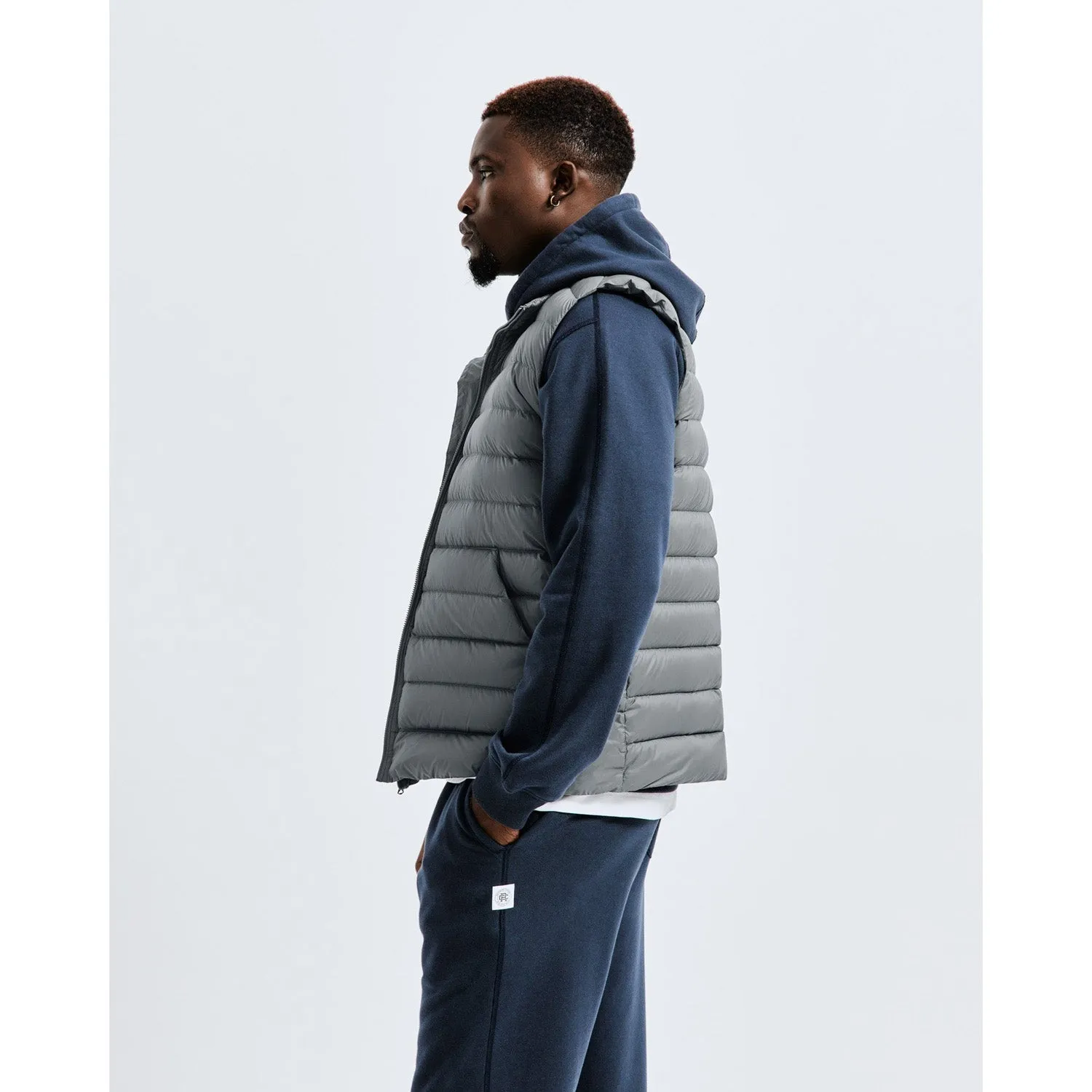 Reigning Champ Men Woven Warm-Up Downfill Vest Carbon RC-4237-CBN