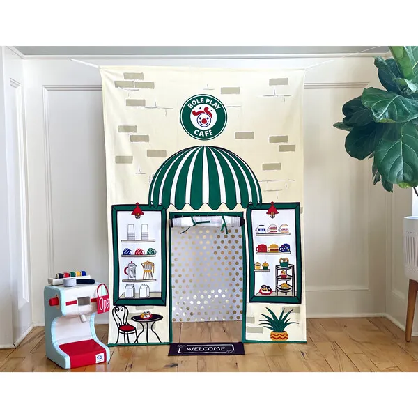 Role Play Kids Cafe Doorway Tent with Play Accessories