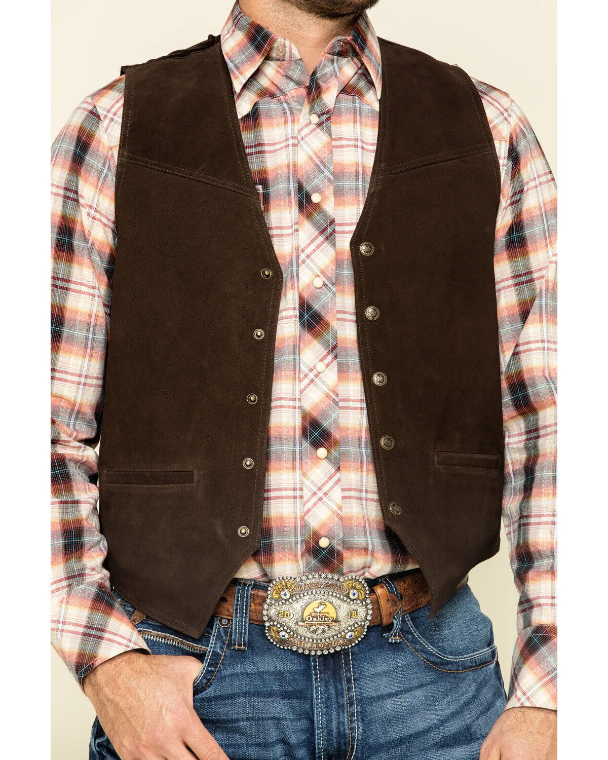 Roper Men's Suede Buckle Tie Vest