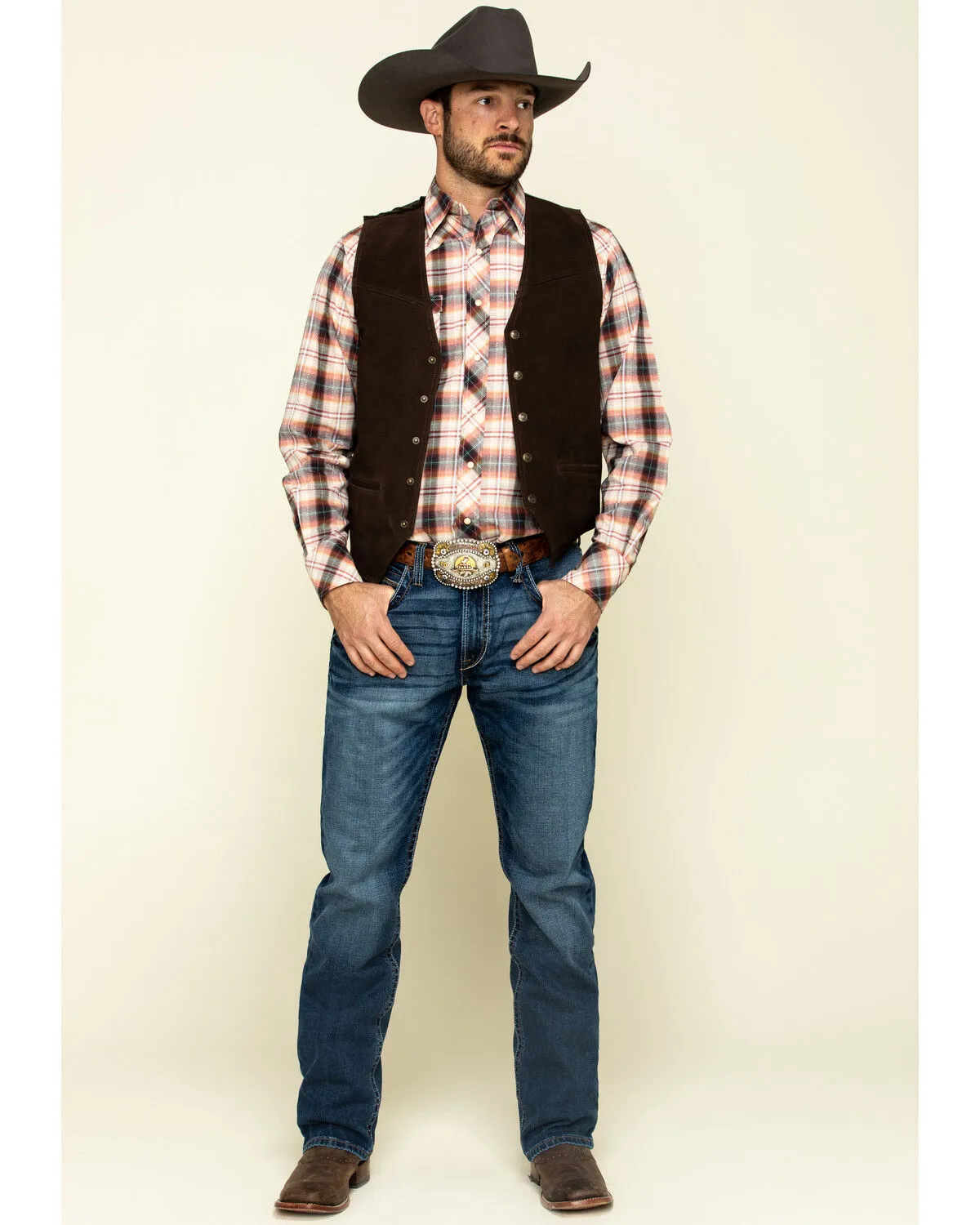 Roper Men's Suede Buckle Tie Vest