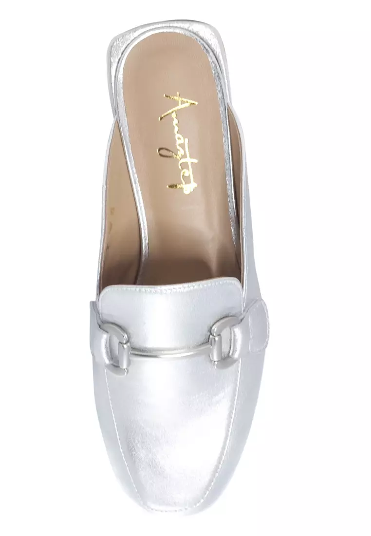 Shu Talk Amaztep Nappa Leather with Metal Buckle Mules