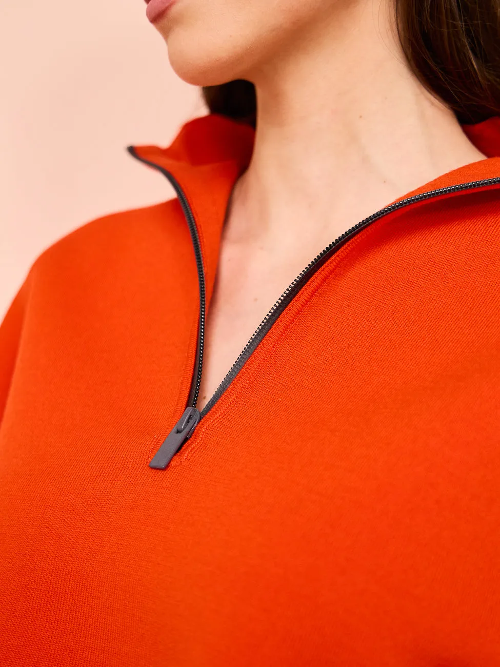 Sir Playback Zip Sweater in Tangerine