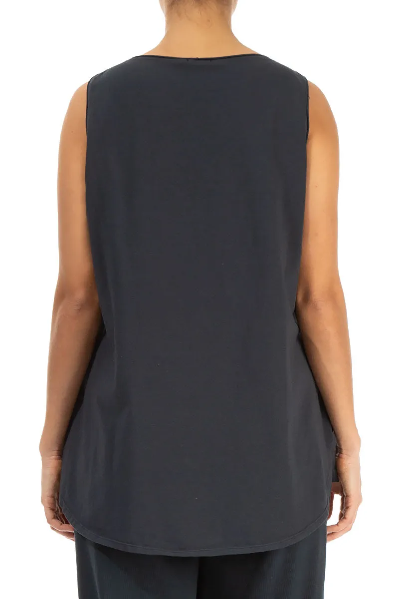 Sleeveless Graphite Cotton Top