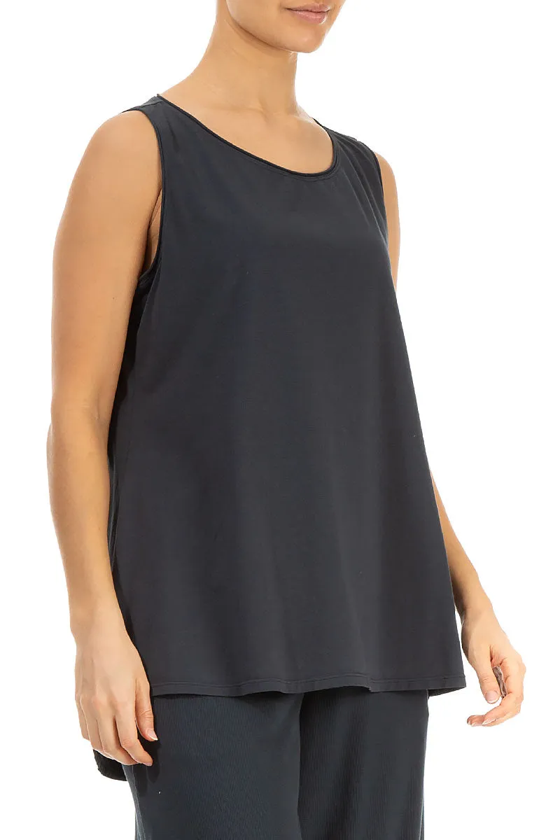 Sleeveless Graphite Cotton Top