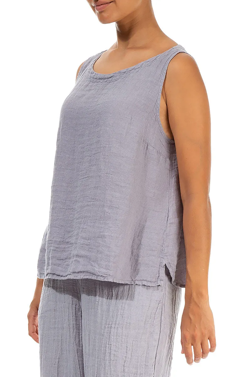 Sleeveless Lilac Grey Linen Top