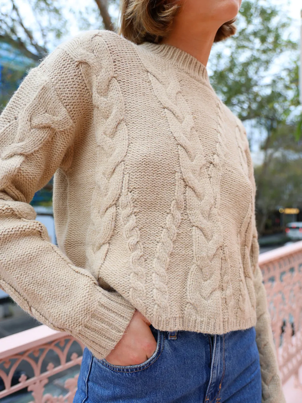 Sovere Linked Cable Sweater in Fawn