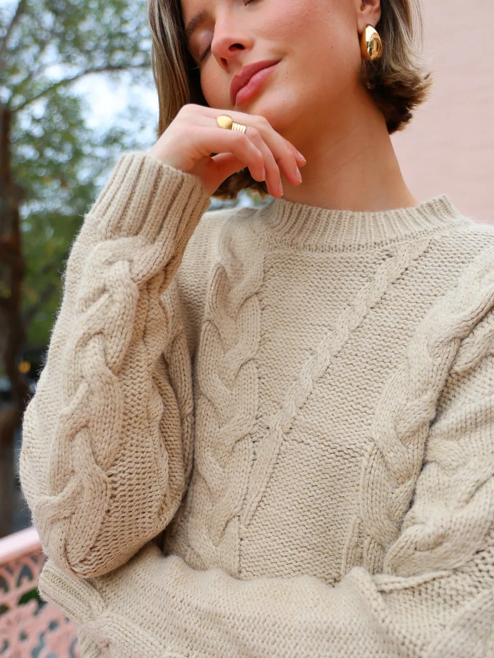 Sovere Linked Cable Sweater in Fawn