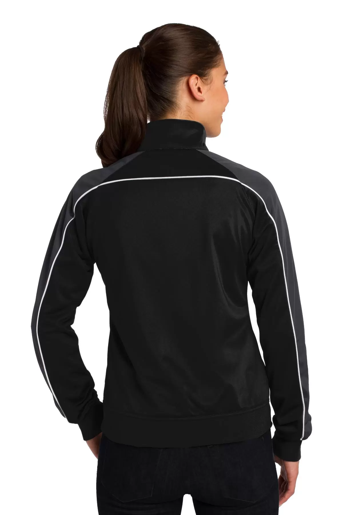 Sport Tek LST92 Sport-Tek Ladies Piped Tricot Track Jacket SKU: LST92