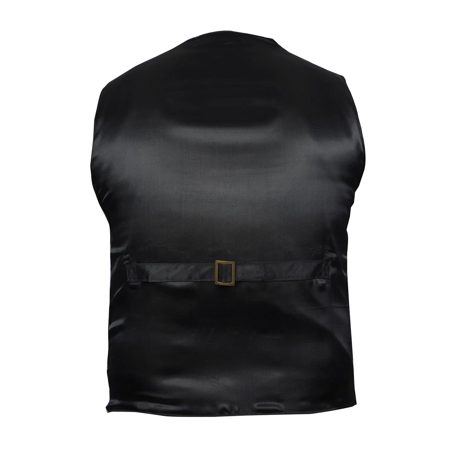 Stitched Leather Fabric Vest with Button Closure