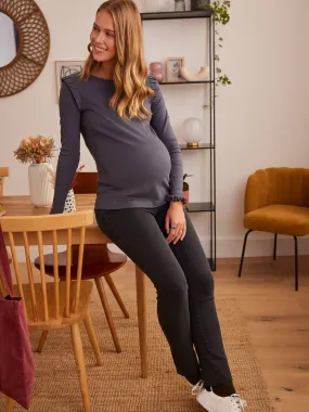 Straight Leg Jeans for Maternity, Inside Leg 75 cm - grey dark solid