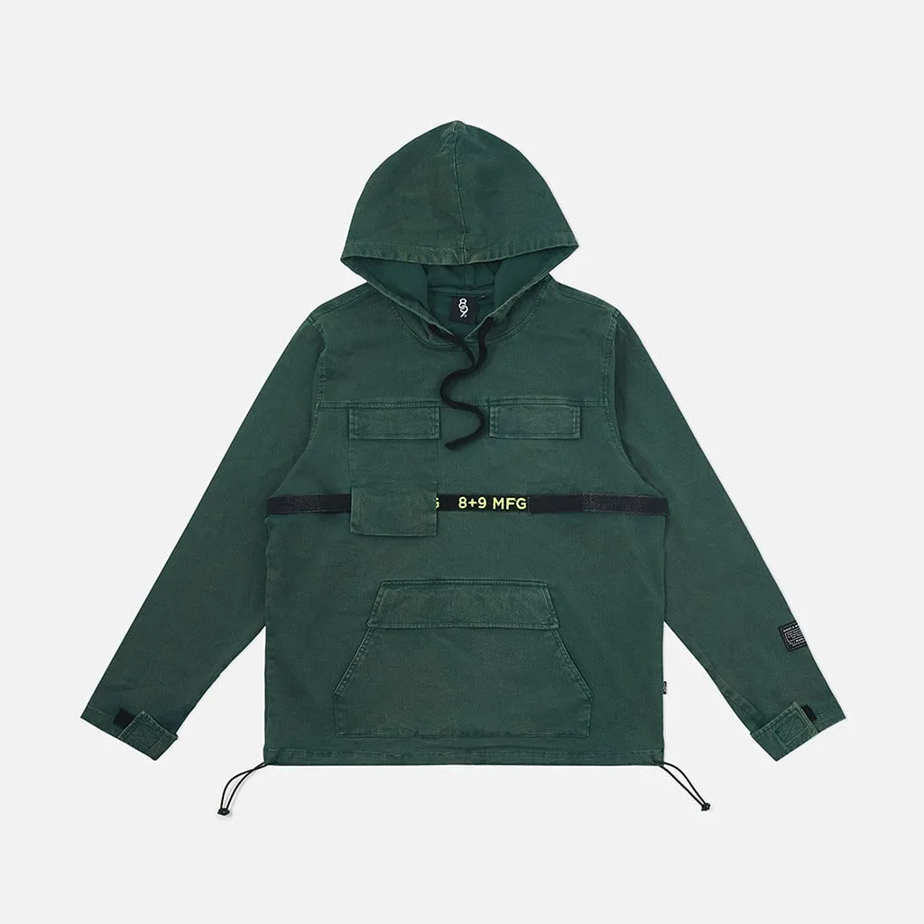 Strapped Up Vintage Washed Utility Anorak Jacket Green