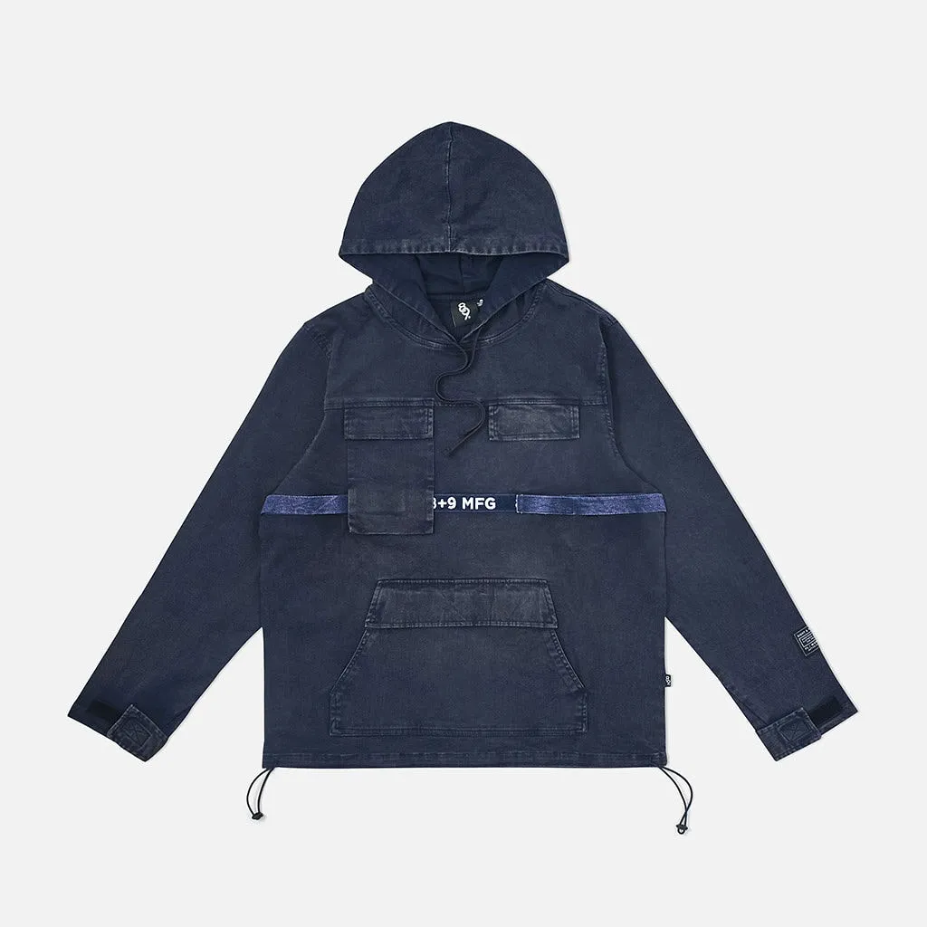 Strapped Up Vintage Washed Utility Anorak Jacket Navy