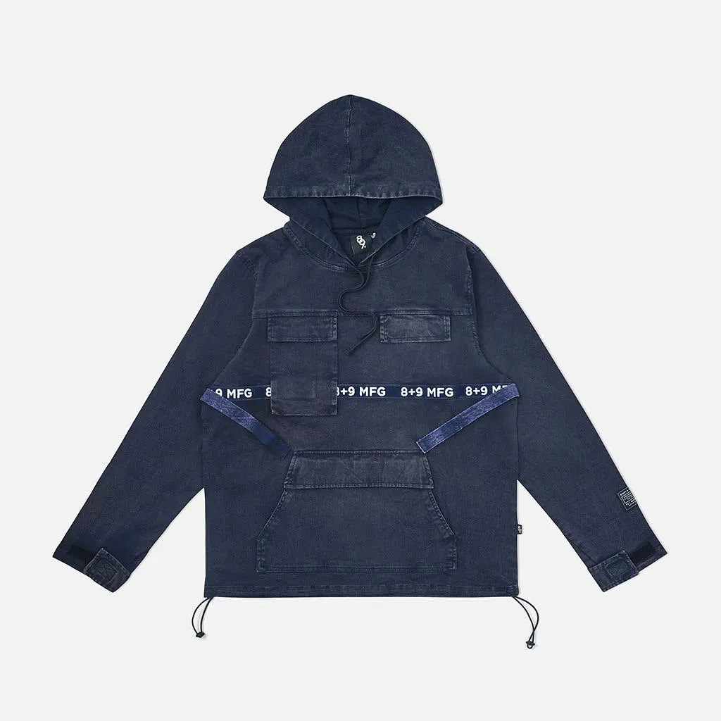 Strapped Up Vintage Washed Utility Anorak Jacket Navy