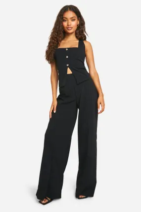 Stretch Crepe Wide Leg Pants