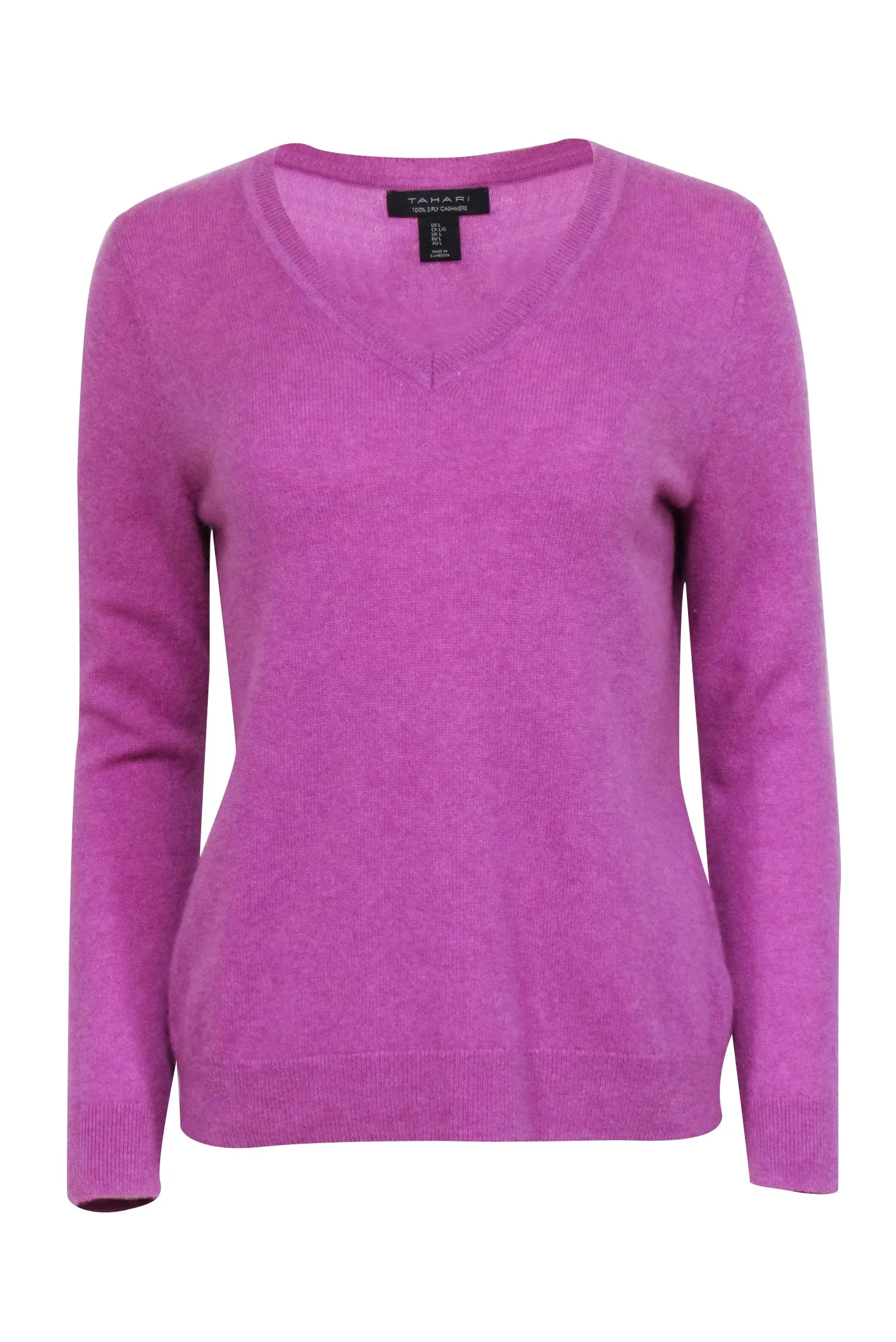 Tahari - Purple Cashmere V-neck Sweater Sz L