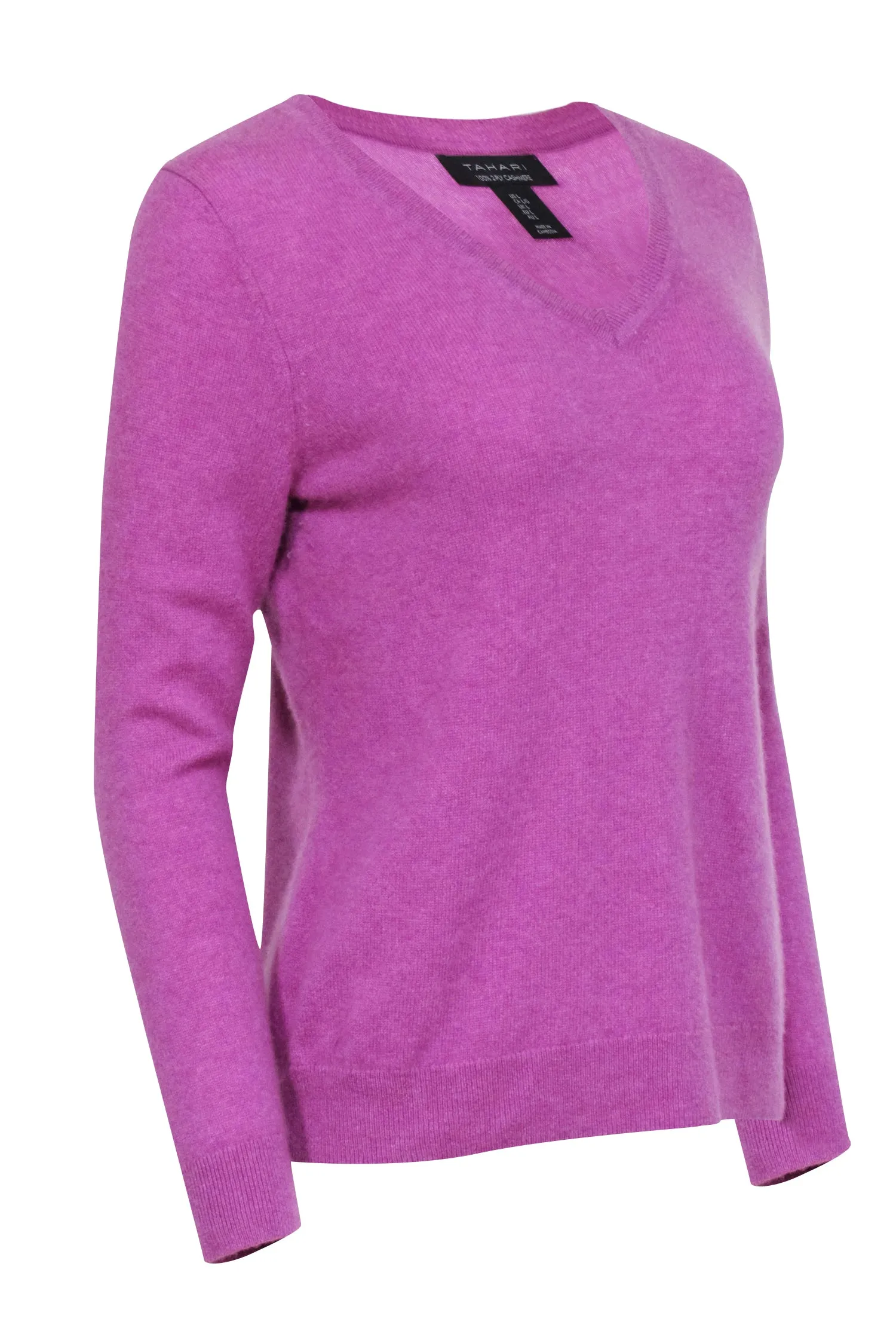 Tahari - Purple Cashmere V-neck Sweater Sz L