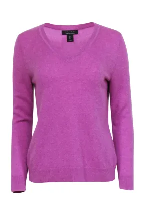 Tahari - Purple Cashmere V-neck Sweater Sz L