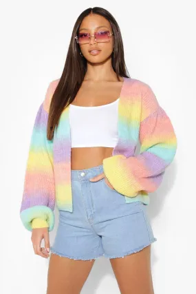 Tall Balloon Sleeve Pastel Ombre Cardigan