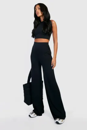 Tall Basics Wide Leg High Waisted Jersey Knit Pants