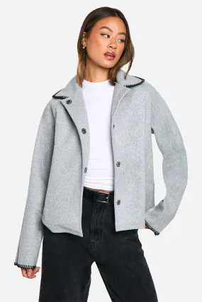 Tall Blanket Stitch Wool Look Jacket