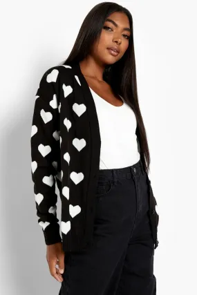 Tall Knitted Heart Print Cardigan