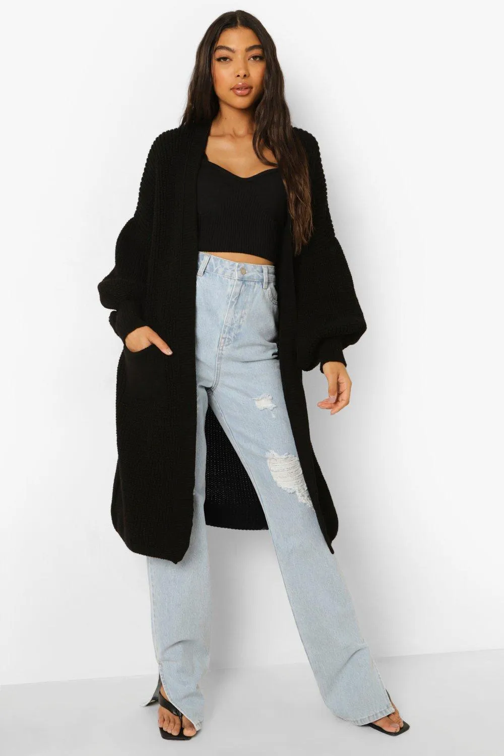 Tall Oversized Balloon Sleeve Cardigan