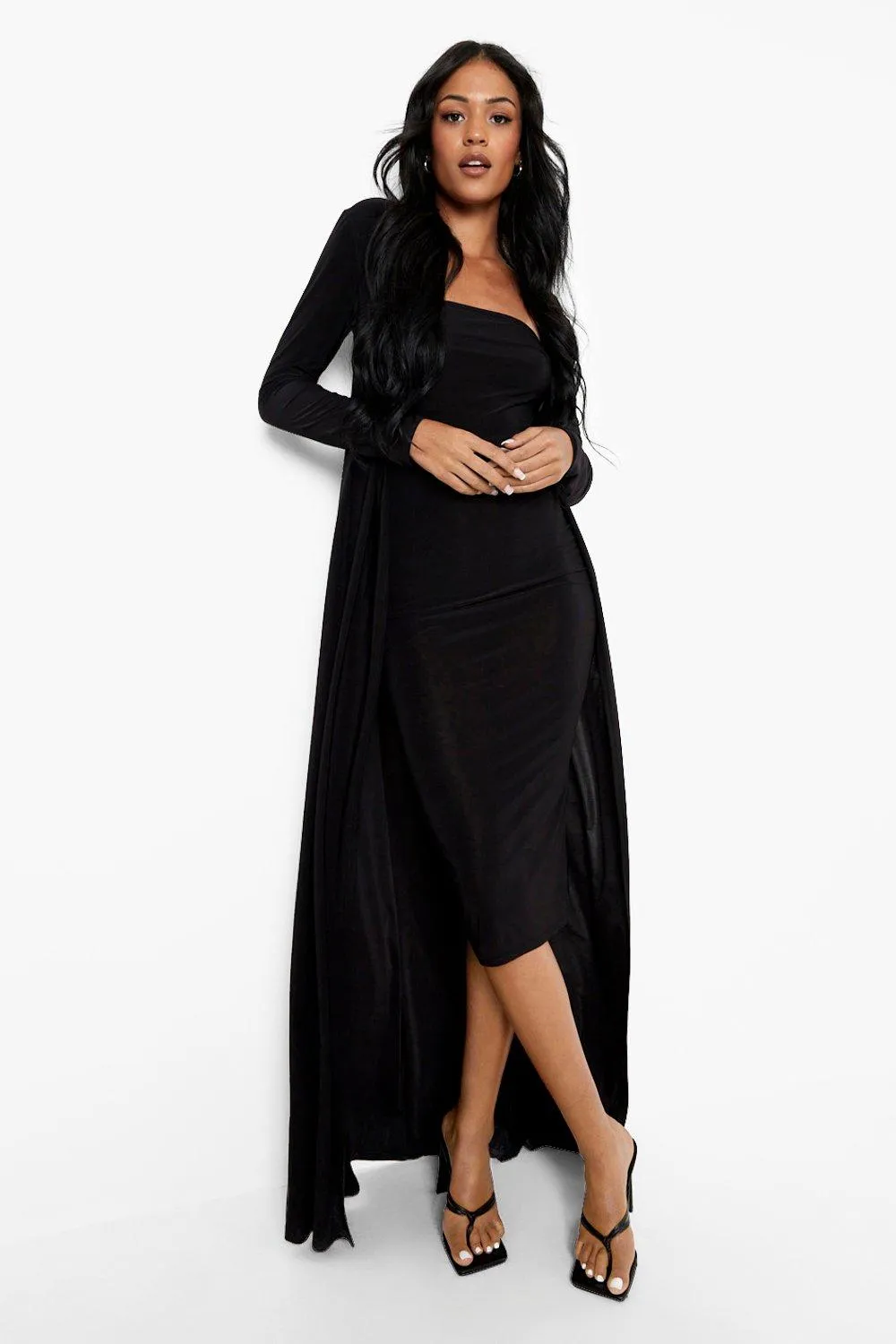 Tall Slinky Midi Dress Maxi Cardigan Co-Ord