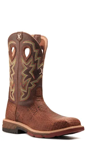 Twisted X Men's Nano Tan Elephant Print with CellStretch Wide Square Steel Toe Work Boot