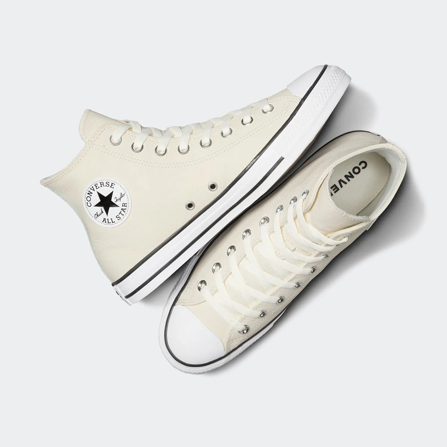 Unisex Converse Chuck Taylor All Star Leather High Top Shoes Egret