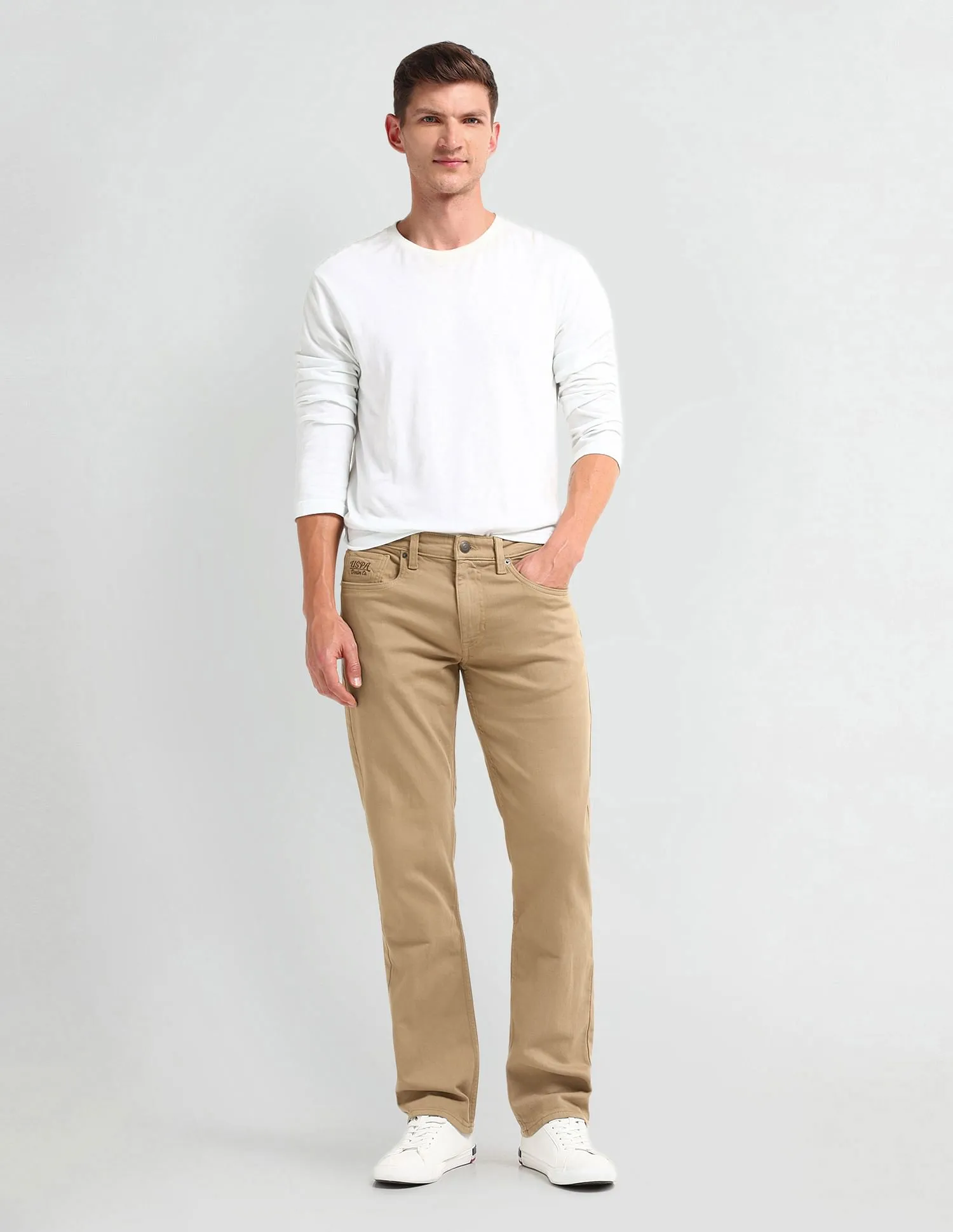 U.S. Polo Assn. Denim Co. Harold Slim Straight Fit Beige Jeans