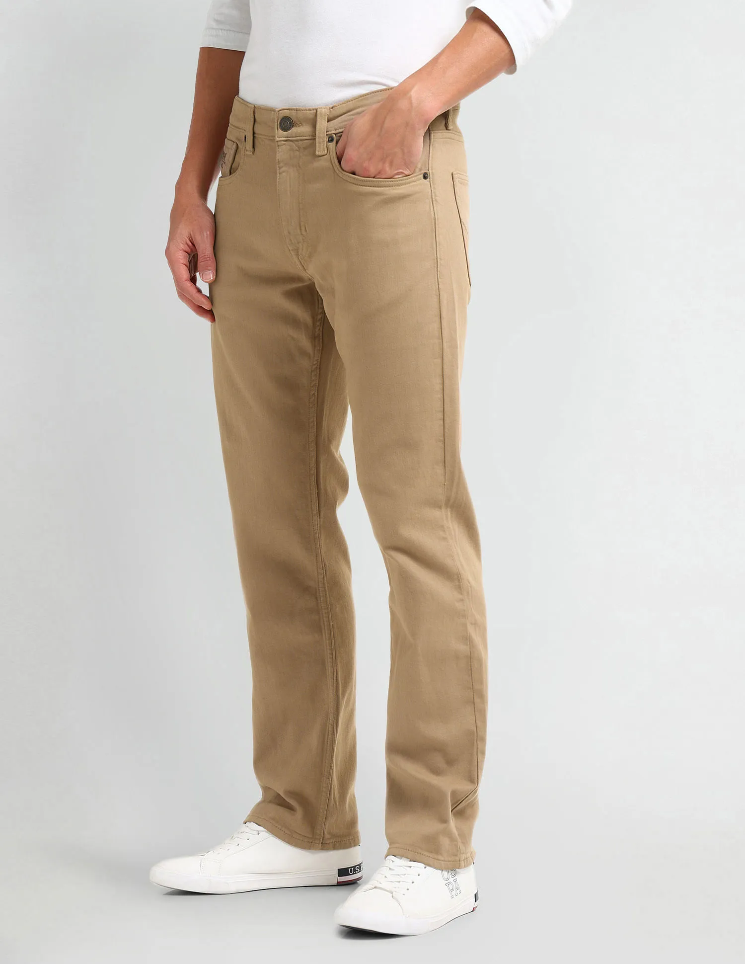 U.S. Polo Assn. Denim Co. Harold Slim Straight Fit Beige Jeans