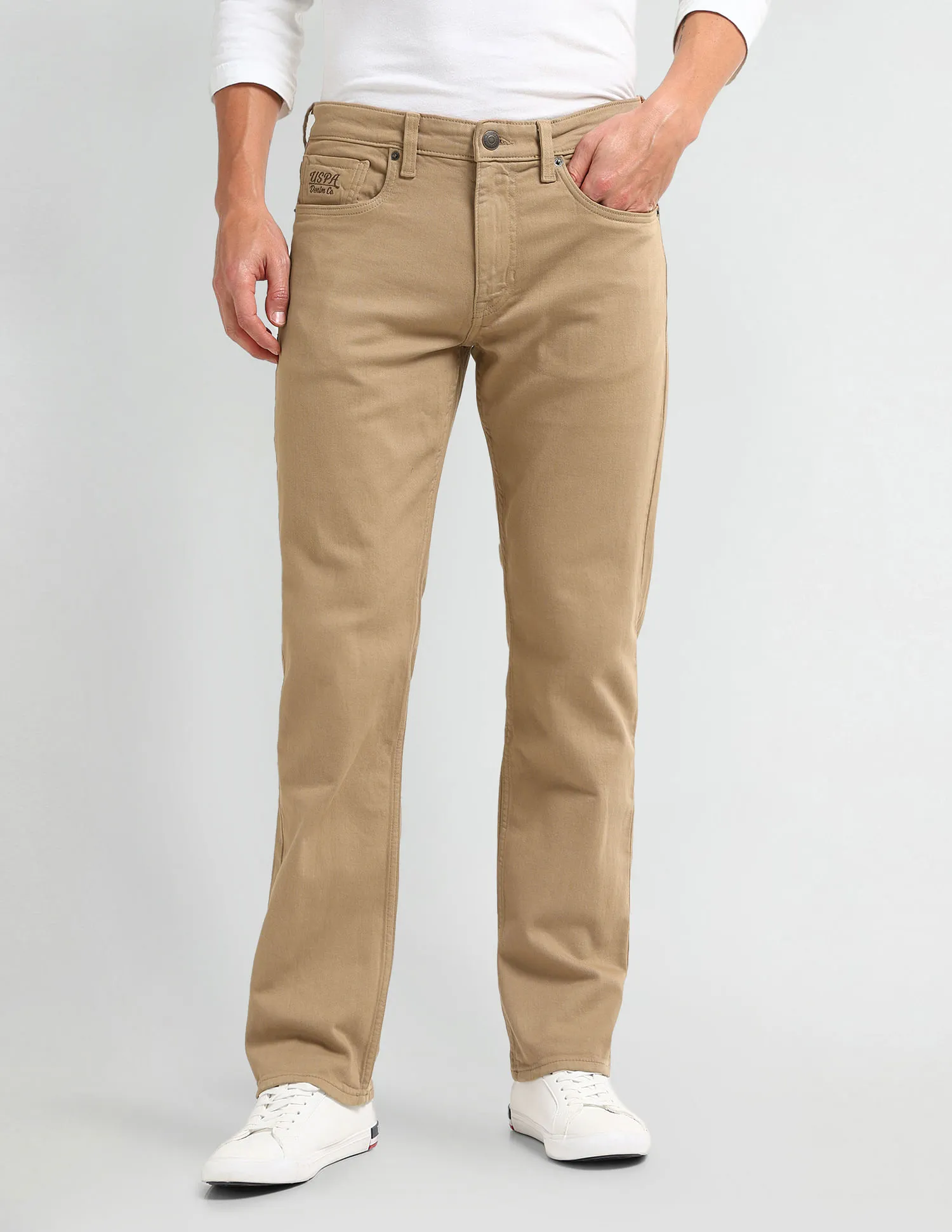 U.S. Polo Assn. Denim Co. Harold Slim Straight Fit Beige Jeans