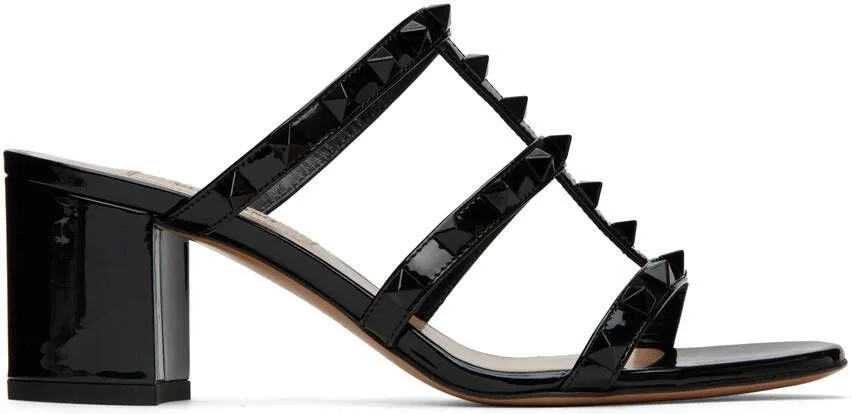 Valentino Garavani Black Rockstud Heeled Sandals