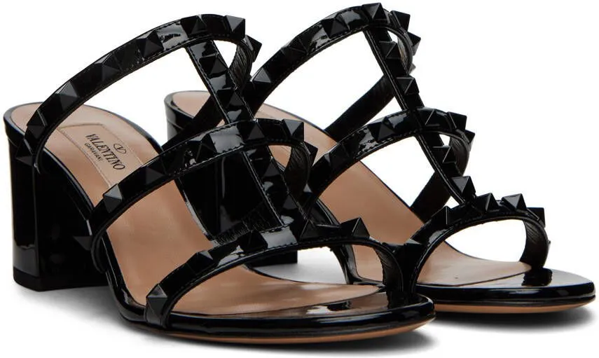 Valentino Garavani Black Rockstud Heeled Sandals