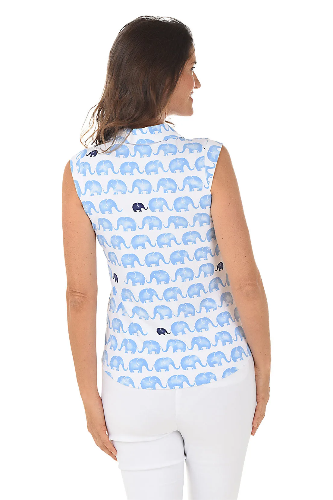 Velma Elephants Sleeveless UPF50+ Polo Top