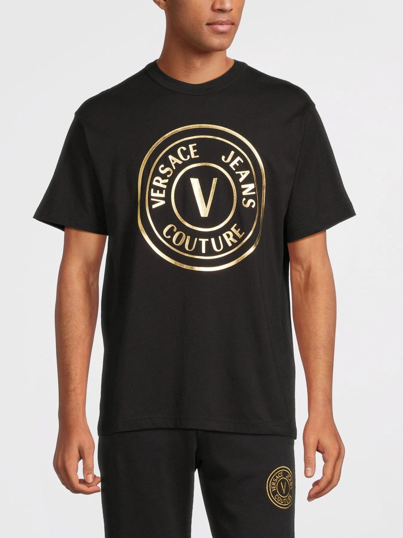 Versace Jeans Couture V Emblem Foil Logo Regular Fit T-shirt - Dark Brown