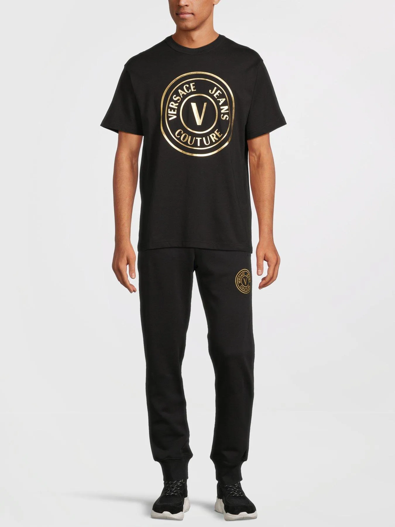 Versace Jeans Couture V Emblem Foil Logo Regular Fit T-shirt - Dark Brown