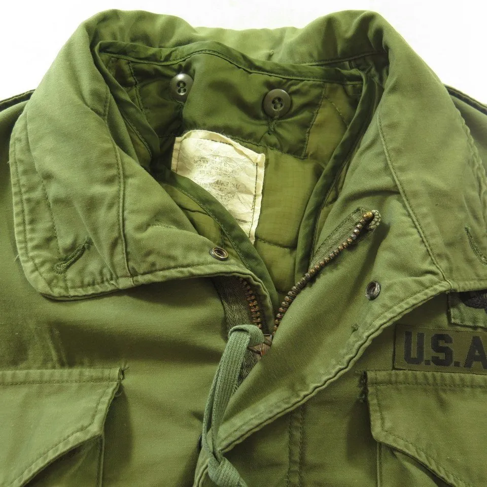 Vintage 70s M-65  Field Jacket + Liner L Vietnam Era Airborne Army OG-107