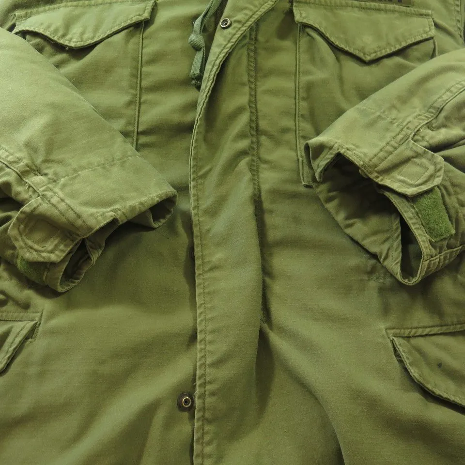 Vintage 70s M-65  Field Jacket + Liner L Vietnam Era Airborne Army OG-107