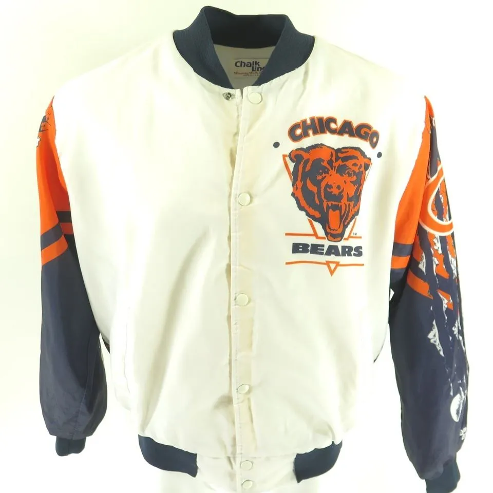 Vintage 80s Chicago Bears Chalk Line Jacket XL NFL Football Ditka Era