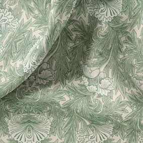 Vintage Linen By The Yard or Meter, Vintage Green Tulip Print Linen Fabric For Bedding, Curtains, Clothing, Pillow Covers & Upho