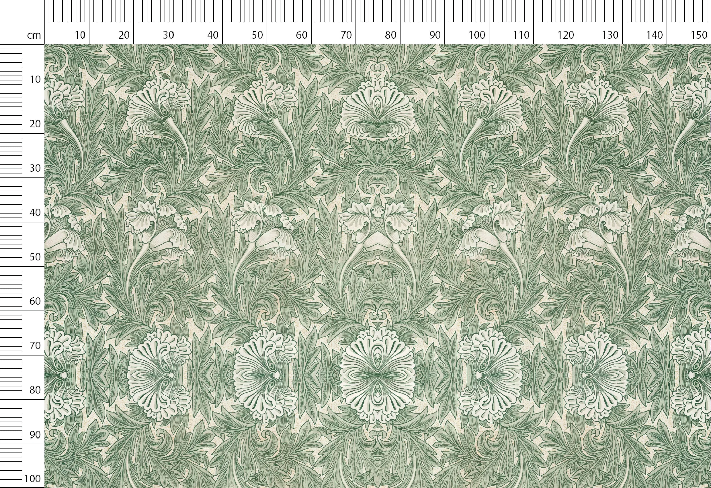 Vintage Linen By The Yard or Meter, Vintage Green Tulip Print Linen Fabric For Bedding, Curtains, Clothing, Pillow Covers & Upho