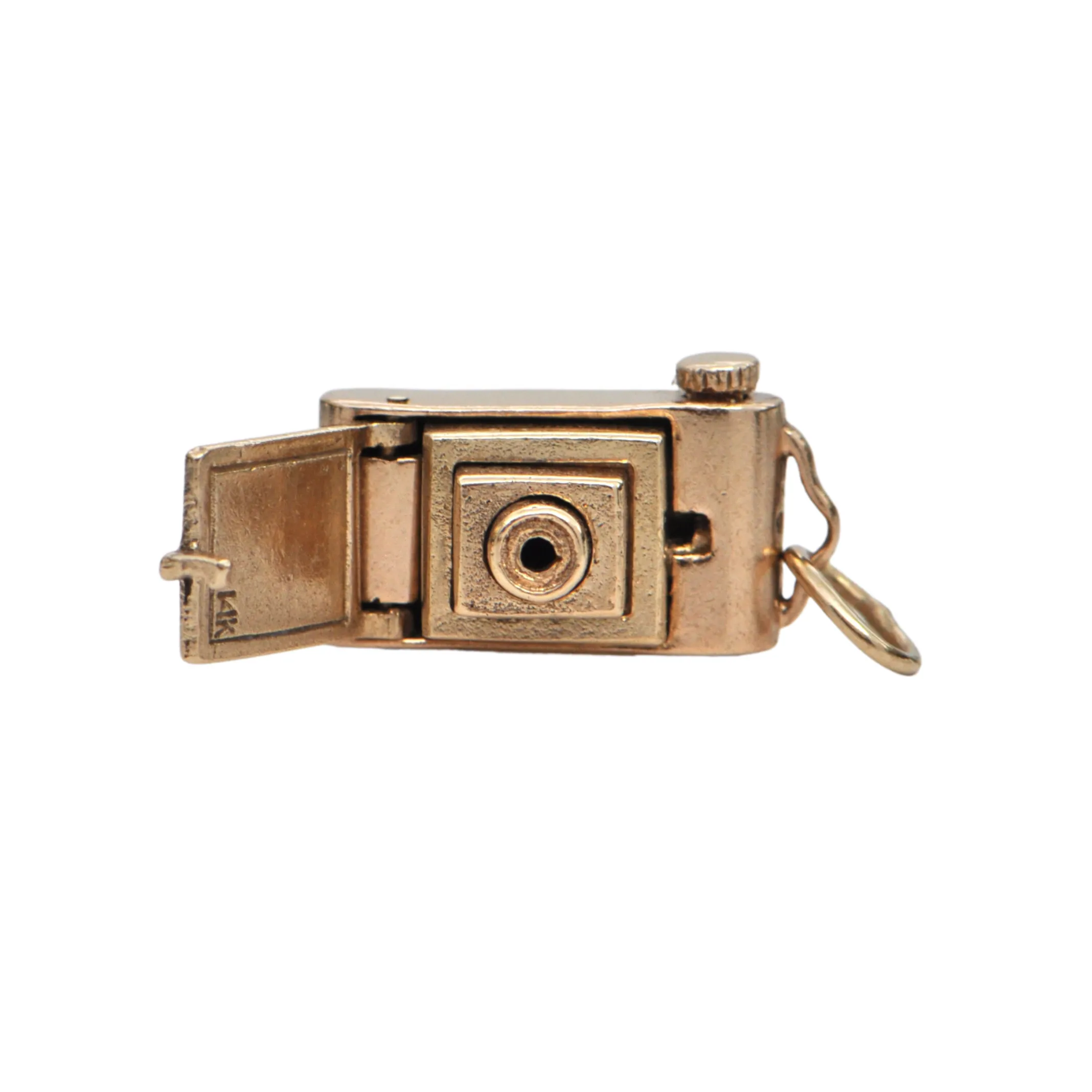 Vintage Mechanical 14K Yellow Gold Camera Charm