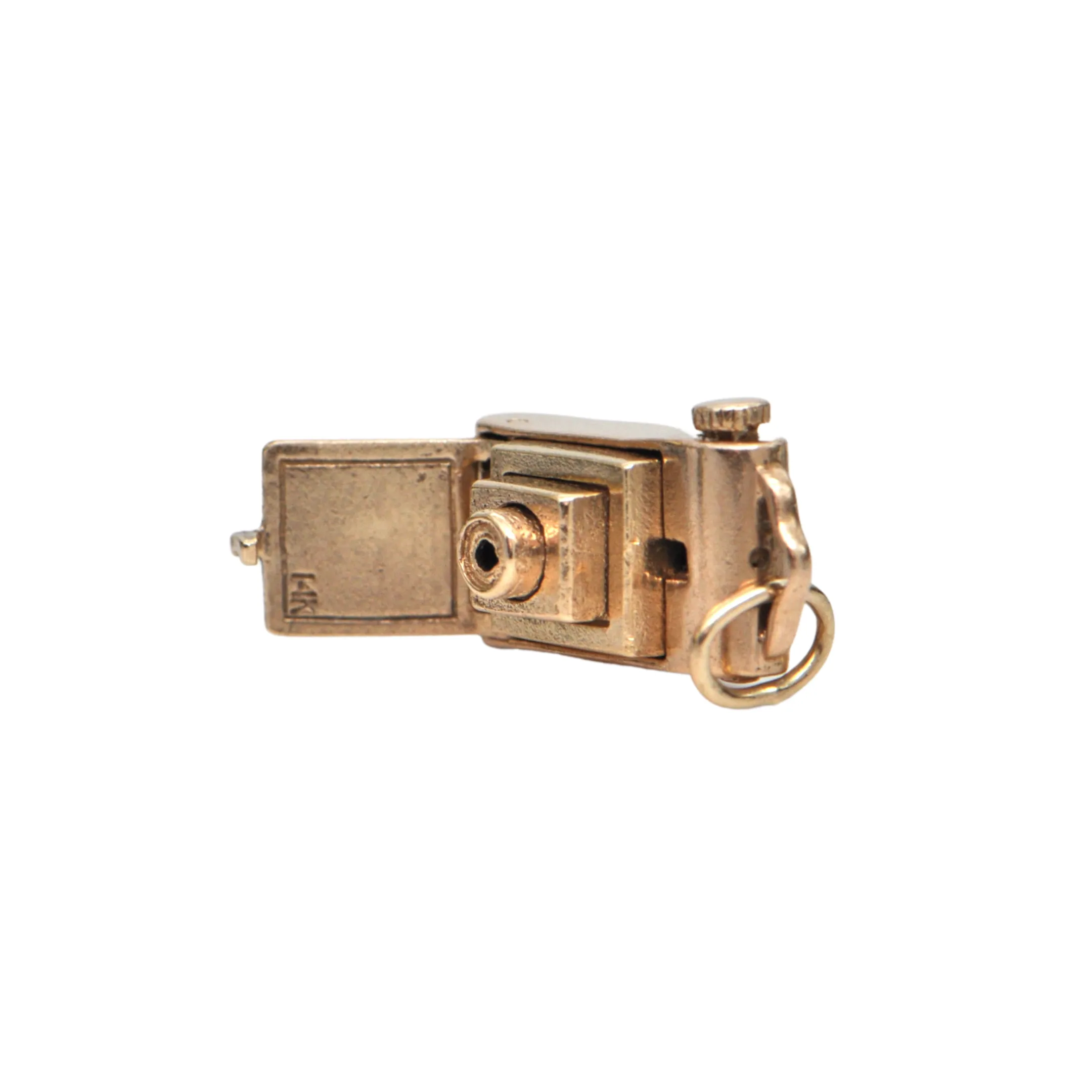 Vintage Mechanical 14K Yellow Gold Camera Charm